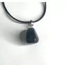 Pendentif Onyx noire monture en métal&collier cuir noir avec fermoir mousqueton.