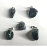 Pendentif Obsidienne flocon de neige avec crochet & collier en cuir noir avec fermoir mousqueton.