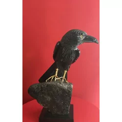 Corbeau en Onyx sur son Quartz Fumé.