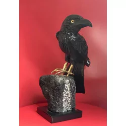 Corbeau en Onyx sur son Quartz Fumé.