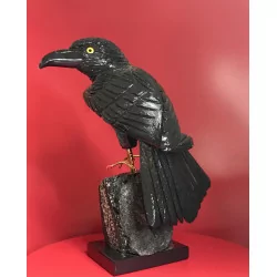 Corbeau en Onyx sur son Quartz Fumé.