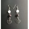 Boucles d’oreilles Grenat & quartz avec un coeur.