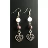 Boucles d’oreilles Grenat & quartz rose avec un coeur.