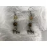 Boucles d’oreilles Oeil de Tigre & Quartz Rutile avec un éléphant.