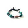 Bracelet Turquoise corail & Agate noire ajustable.