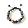 Bracelet Turquoise corail & Agate noire ajustable