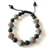 Bracelet Turquoise corail & Agate noire ajustable