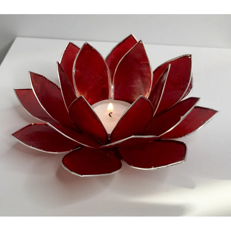 Eclairage Lotus 1er Chakra rouge/argent.