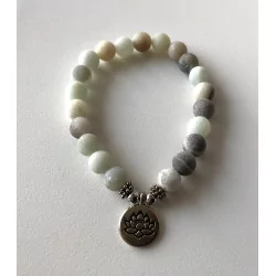 Mala Bracelet en Amazonite élastique avec Lotus