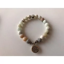 Mala Bracelet en Amazonite élastique avec Lotus