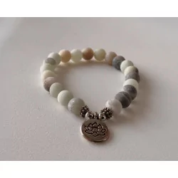 Mala Bracelet en Amazonite élastique avec Lotus