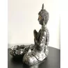 Bouddha argenté avec bougeoir 20 cm.