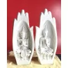 Namasté Mudra Mains avec Bouddha couleur blanc 21 cm