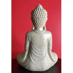 Bouddha m’éditant bougeoir couleur sable 25,5 cm.